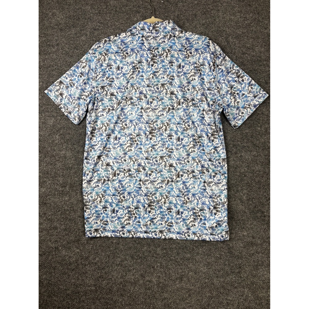 NWT Robert Graham Polo Shirt Mens Medium White Blue Paisley Shark Bait Golf - Picture 5 of 8